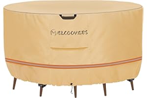 MBLCOOVERS Waterproof Outdoor Furniture Covers Patio Table and Chair Set Cover Outside Round Table Cover Weatherproof Tan 62"DIA.x28"
