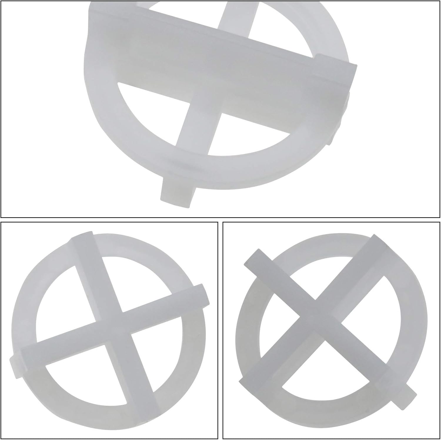 200x 3mm Tile Slot Cross Leveling System Spacer Plastic Clips Reusable Tiling Tools White for Spacing of Wall or Floor Tiles - - 