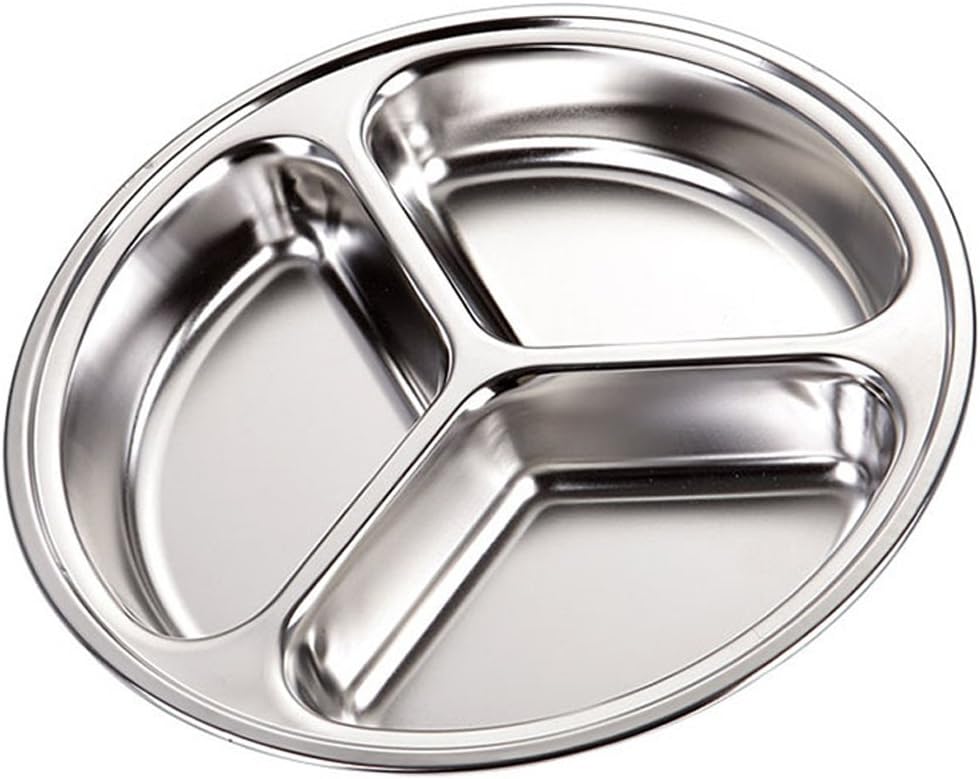 TEERFU 304 Stainless Steel Divided Plate Set of 2 Mess Food Trays 3