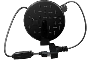 YOJOE 30 Ft Retractable Extension Cord Reel, 16/3 SJTW Power Cord with 3 Electrical Outlets and 10 Amp Circuit Breaker, Ceiling or Wall Mount, Adjustable Stopper,Black