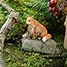 Top Collection Miniature Fairy Garden and Terrarium Mama Fox with Baby Statue, Red
