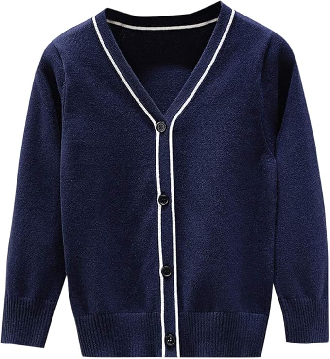 Boys' Cardigan Sweater VNeck Knitted Button Up Solid Long Sleeves Kids Jacket School Uniform