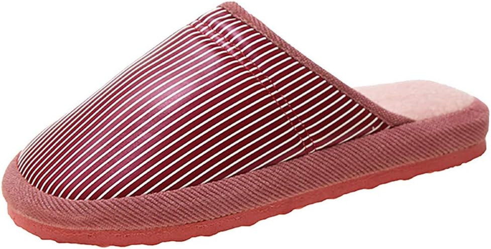 Ladies Memory Foam Slippers Sandals - Unisex Couples Striped Flock Non-Slip Floor Home Slipper Indoor Warm Shoes | Halloween Thanksgiving Christmas
