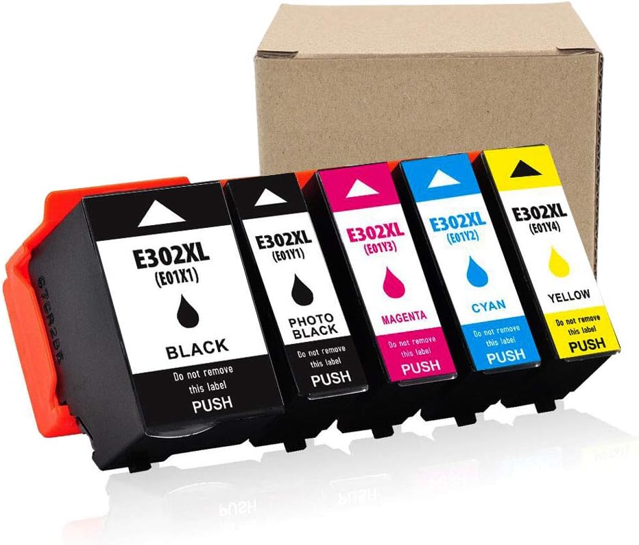 INKWAY Remanufactured Ink Cartridege Replacement for Epson 302 XL 302XL Used for Expression Premium XP-6000 XP-6100 Printer, 5-Pack (1 Photo Black, 1 Black, 1 Cyan, 1 Magenta, 1 Yellow)