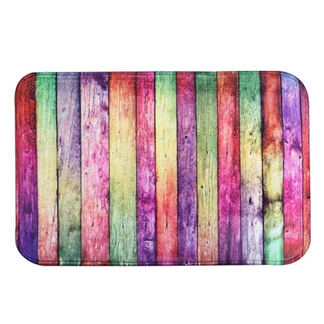 Color Wooden Board Chengstore Retro Memory Foam Bath Mat Cozy