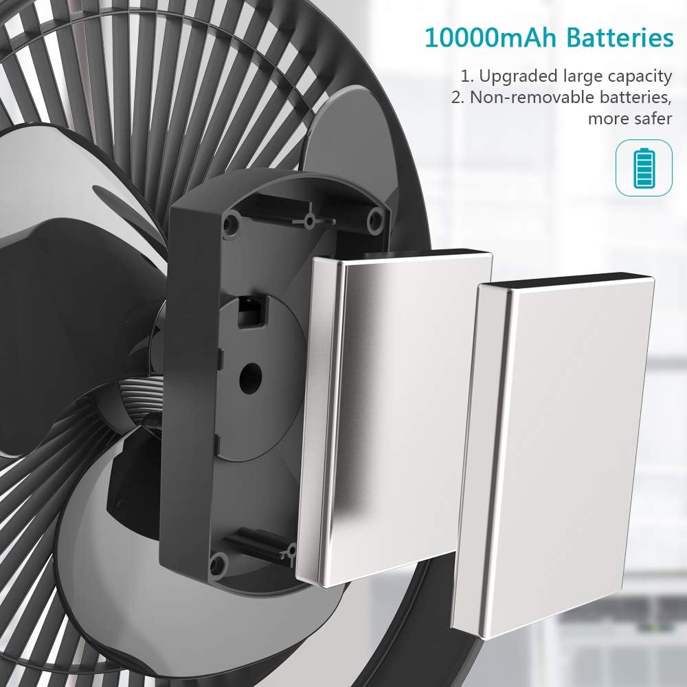 OPOLAR 10000mAh 8-Inch Rechargeable Battery Operated Clip on Fan, 4 Speeds Fast Air Circulating USB Fan, Sturdy Clamp Portable for Outdoor Camping Tent Beach or Treadmill Car Personal Desk: Home & Kitchen