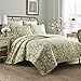Laura Ashley - Twin Quilt Set, Reversible Cotton Bedding with Matching Sham, Home Decor for All Seasons (Rowland Sage, Twin)
