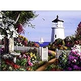 Lighthouse 5D Diamond Painting, Staron DIY Diamond Painting Rhinestone Painting Needlework Cross Stitch Stamped Counted Kit 5D Diamond Painting Embroidery Art Home Wall Decor (Lighthouse)