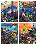 Impact Posters Gallery T Rex Dinosaurs Triceratops Stegosaurus Kids Room Animal Four Set 16x20 Wall Decor Art Print Poster