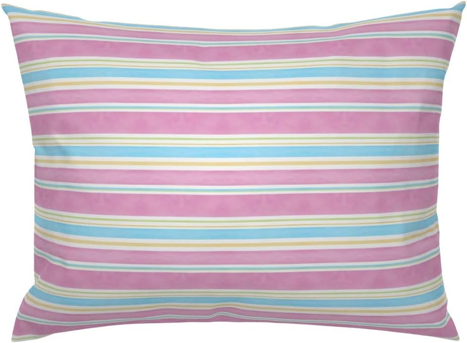 Amazon Com Roostery Pillow Sham Pink Blue And Yellow Stripes
