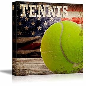 Rustic Tennis - Tennis Ball Vintage Wood Grain - Canvas Art Home Art - 12x12 inches