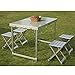 AceLife Folding Picnic Table with Umbrella Hole and 4 Folding Stools