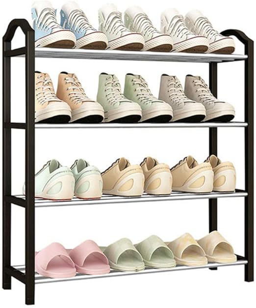 Shoe Rack Xggzs 4 Layer Metal Shoe Rack Easy Assembled Shoe Storage Cabinet For Door Entrance Bedroom Shelf 56 20 62cm Black Color Amazon Ca Home Kitchen