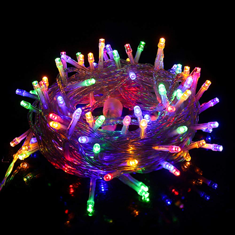 Twinkle Star 33 FT 100 LED String Lights Multicolor, Plug in String Lights 8 Modes Waterproof Indoor Outdoor Christmas Tree Wedding Party Bedroom Wall Decoration