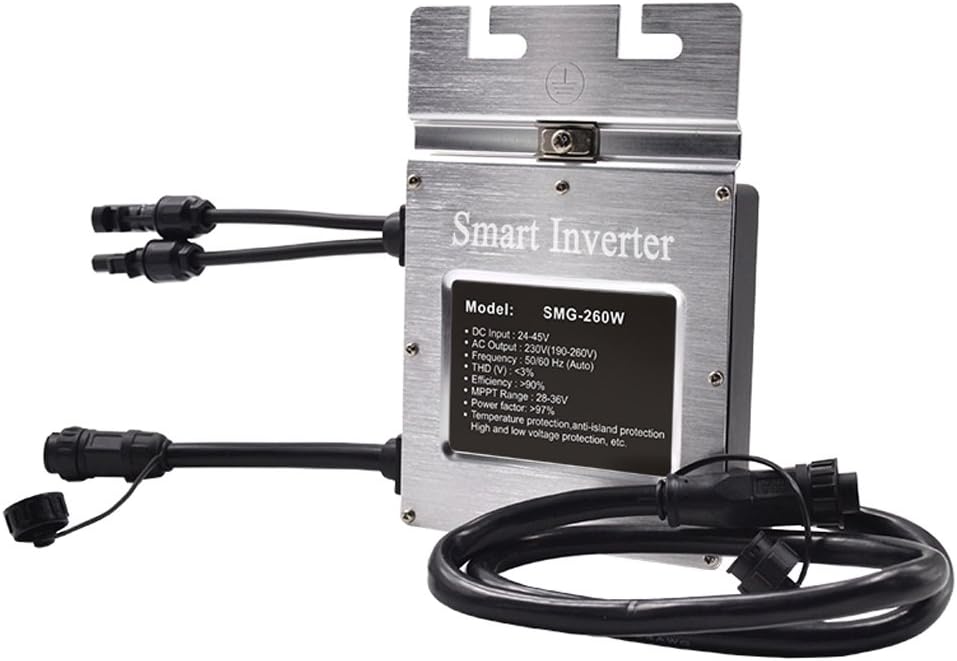 EACO TECH 260 Watts Solar Grid Tie Inverter with Input 20-40V or 24-45V Output 90-140VAC Pure Sine Wave Micro Solar Inverter (24-45VDC)