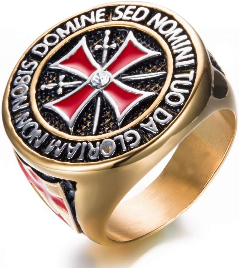 Elvis Presley 14k Gold Iron Cross Crusador Knights Templar Stainless Steel Gothic Ring Sz 7-15