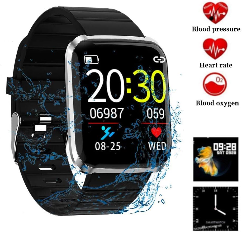 KONARRK Smart Watch Fitness Tracker,HD Color Screen 116 Smart Wristband Fitness Bracelet Blood Pressure Heart Rate…