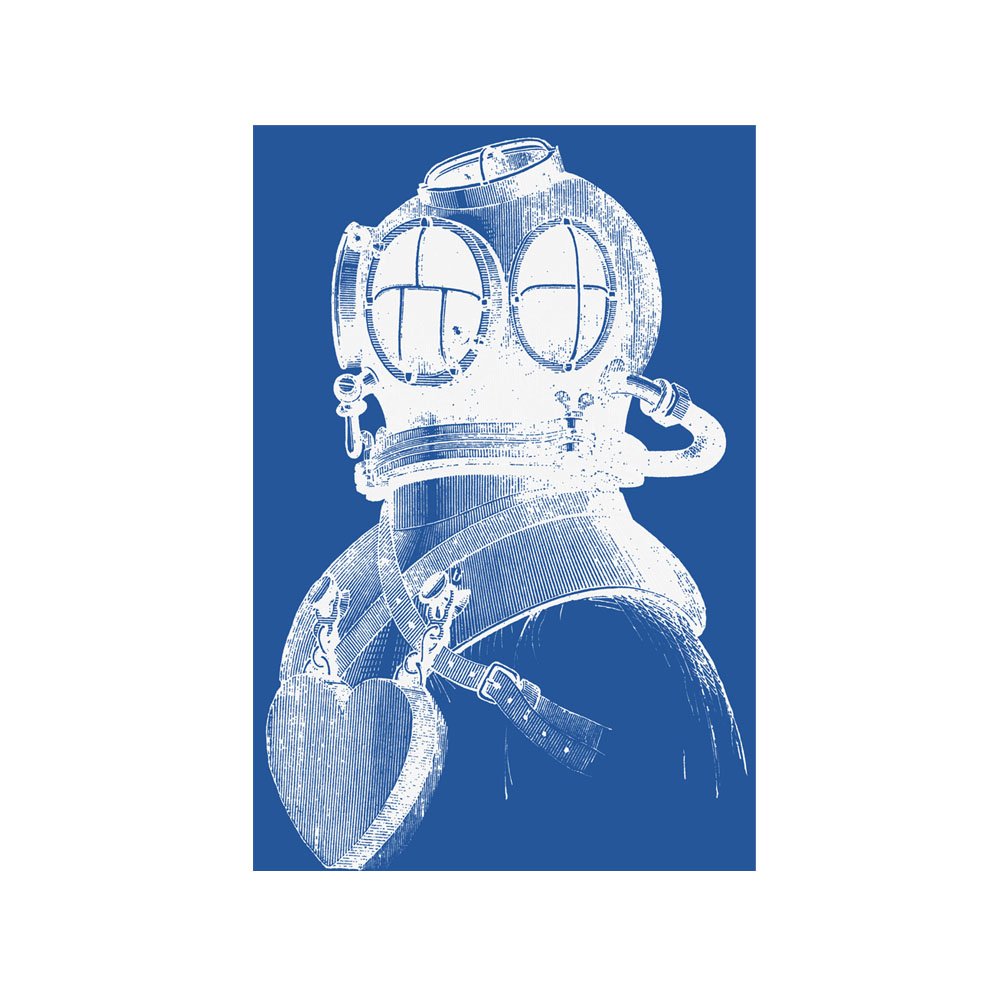 Amazon Com Octopus And Deep Sea Diver Blue And White Nautical