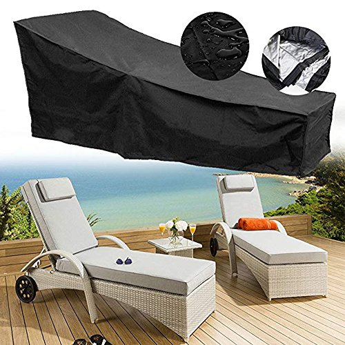 Evoio Sunlounger Cover Chaise Lounge Cover Patio Sun Lounger Cover Waterproof- Folding Lounge Chair Cover - Durable Outdoor Pool Chaise Lounge Chair Covers,782627-15 inch,(Black)