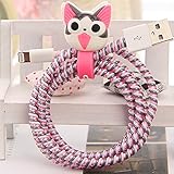 Tospania DIY Cartoon Style Spiral Wire Protectors for Apple Lightning Cables/Samsung and other Tablet Charging Cables/ Earphone Cords and More (Cheese Cat)