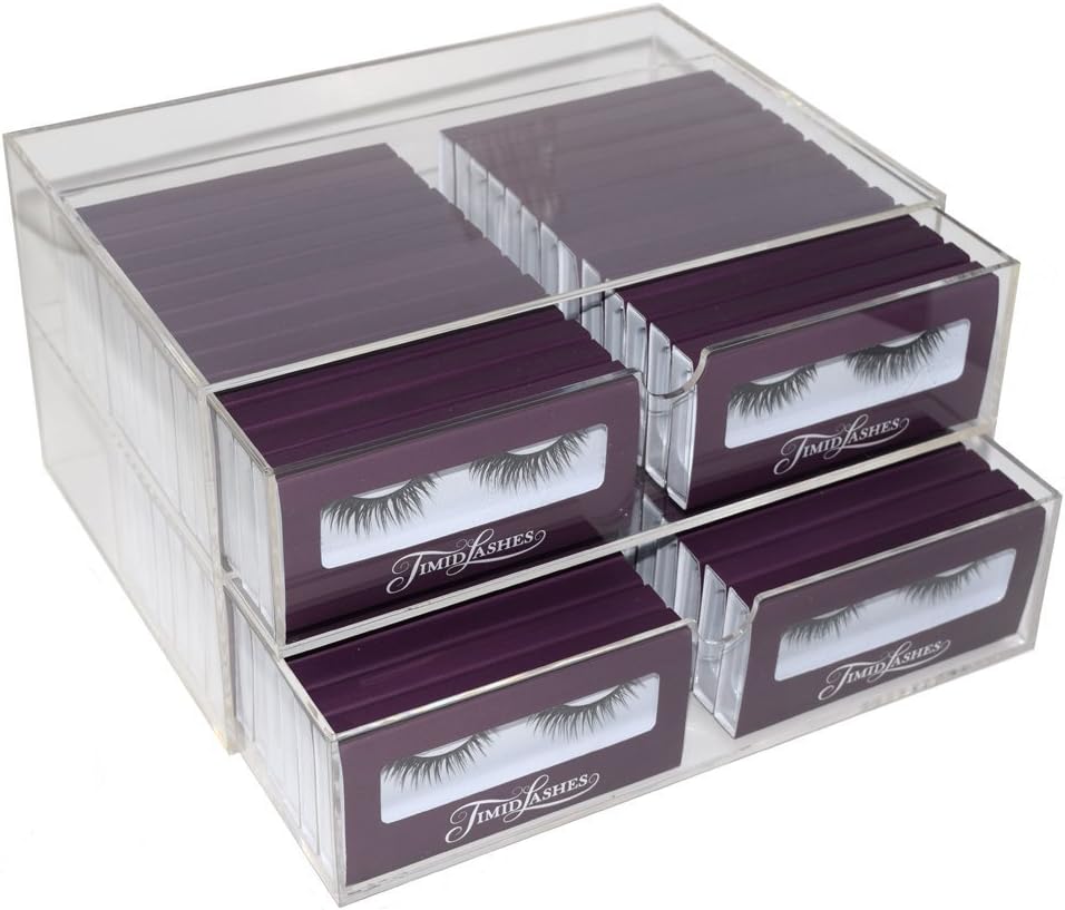 Two Drawer Clear Acrylic Makeup Organizer Case (Lashes not included)