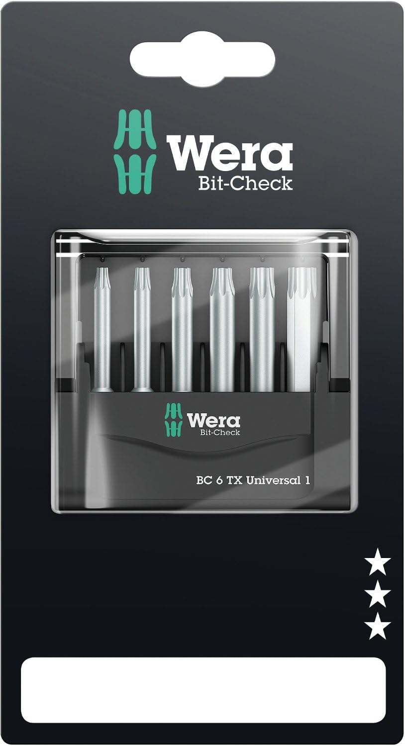 Wera 05073637001 Mini-Check SB Set Torsion Extra-Tough 50 mm Direct Drive Torx TX10-40, 6pc, White, Bit-Check 6 - Image 4