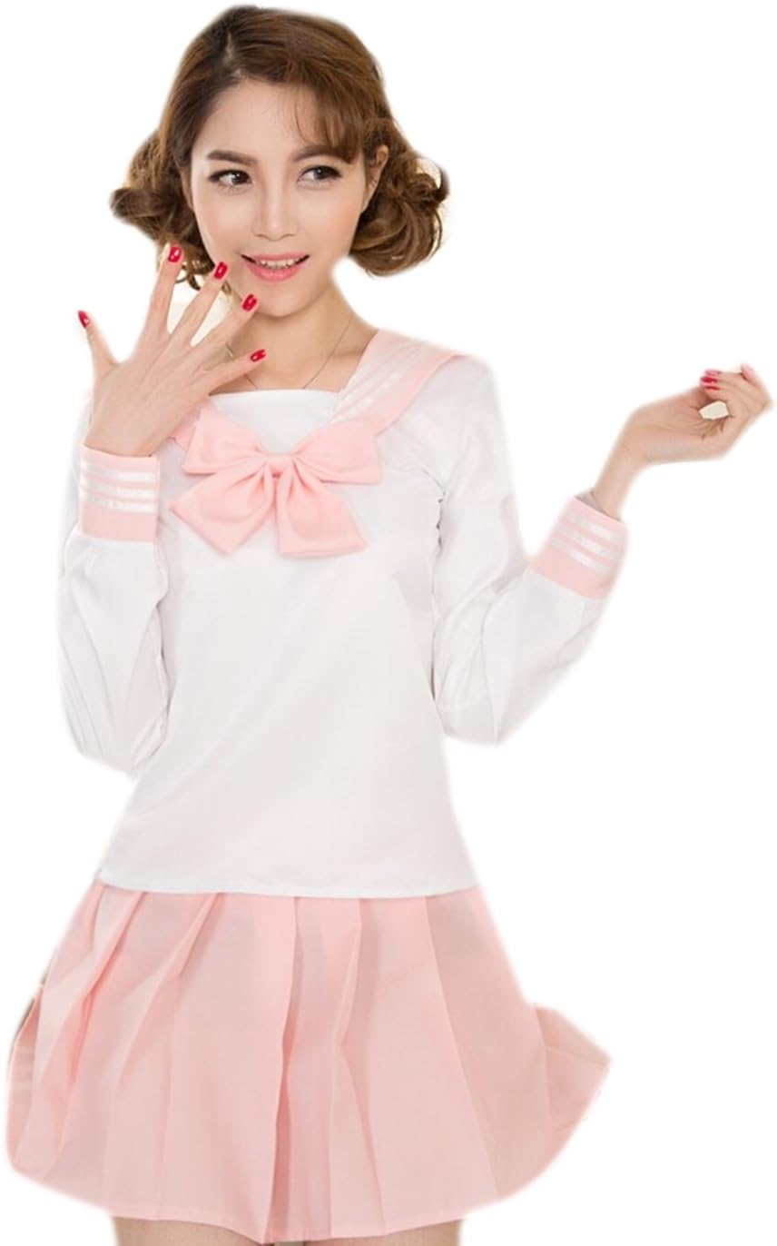 Moon Soul Japan Cosplay School Uniform Dress Costume Anime Girl (Pink)