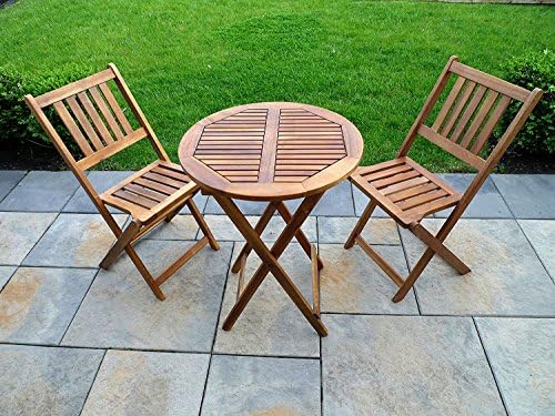 3 piece Patio Bistro Set Furniture for Outdoor Garden Beach Patios And Poolside. Made of Acacia (Locust) wood Finished With Oil-based Stain for Indoor and Outdoor Use
