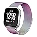 hooroor Compatible Bands Replacement for Fitbit Versa Smart Watch Women Men Small Large, Milanese Loop Stainless Steel Metal Sport Bracelet Strap Magnet Lock Wristbands Silver Black Rose Gold Lavender