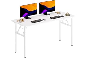 DlandHome 55 inches Folding Table Computer Desk Portable Table Activity Table Conference Table Home Office Desk, Fully Assembled White DND-ND5-140WW
