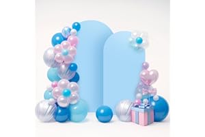 LEBENGURU Set of 2 Upgraded Wedding Arch Cover, 6.6FT,7.2FT Baby Blue Spandex Fitted Arch Backdrop Cover, Round Top Chiara Stand Covers for Birthday Party Baby Shower Banquet Balloon Décor