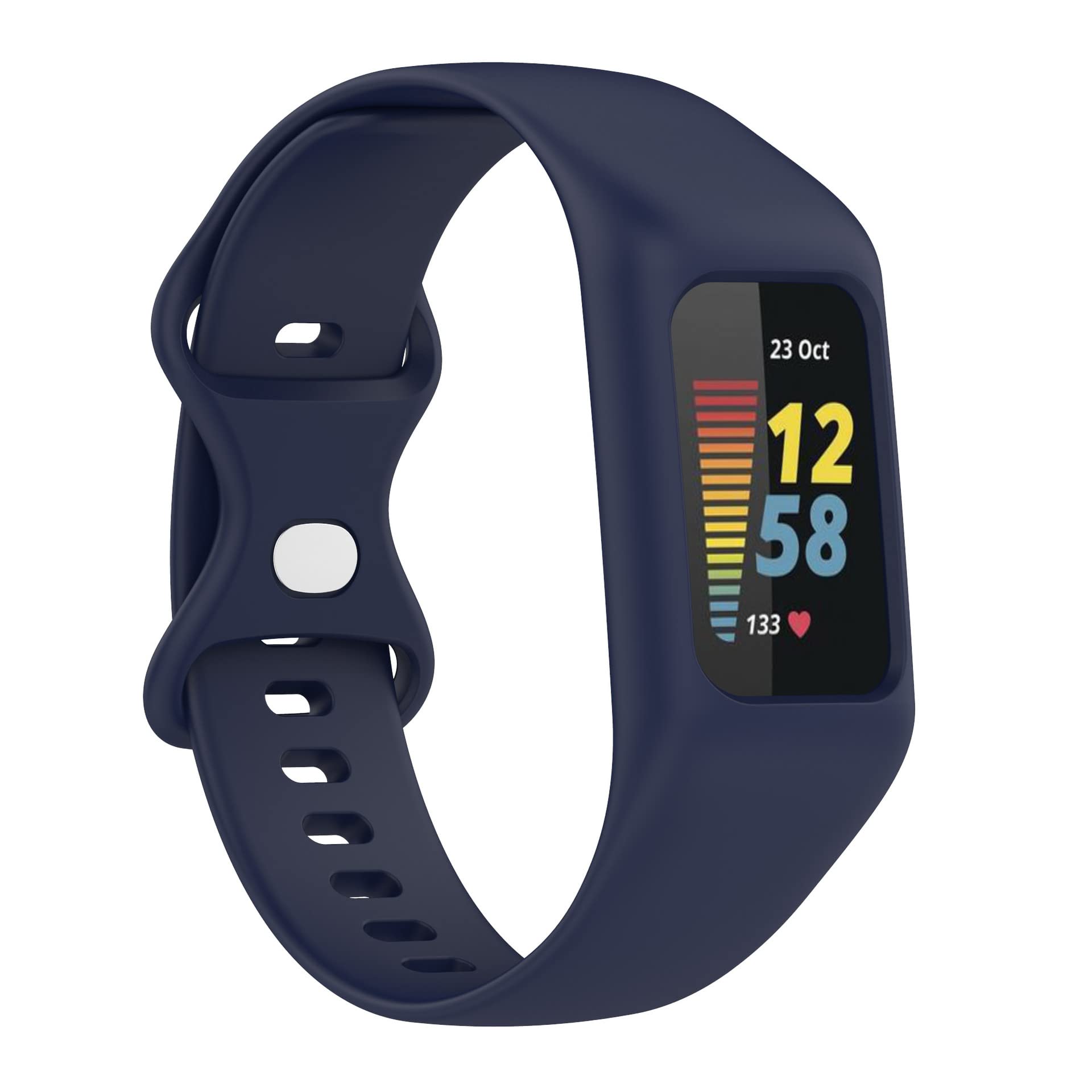 FONREST One-piece Straps Compatible with Fitbit-Charge-6/5/4/3/SE Bumper Case Band, Soft Silicone Washable Sports Replacement Watch Band Wristbands Bracelet for Activity Tracker Women Men(Dark Blue)