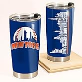 Schian New York Skyline Legends Baseball Tumbler - Coffee Mug Insulated Tumbler With Lid - Mother's Day, Father's Day, Birthday, Christmas Gifts For Fans - 20 Oz| Stainless Steel