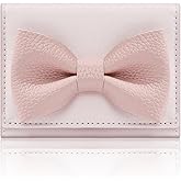 Denovin Small Wallets Woman, Cute Tri-fold Ladies Coquette Wallet for Women, Pink Bow Credit Card Coin Holder Purse with ID Window for Cash Key Change (Pink)