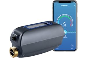 Haozee WiFi Smart Water Valve and Automatic Shutoff, Flow Meter, Automation Scene Works with Leak Detector, Built-in Rechargeable Battery, for DN20 3/4-Inch Diameter Pipe