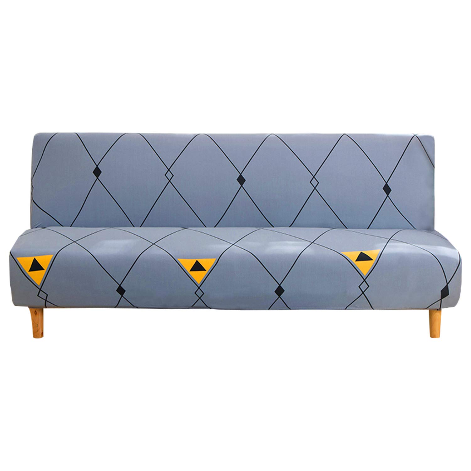 Mingfuxin Armless Sofa Bed Cover, Spandex Stretch Futon Slipcover Protector, Non-Slip Elastic Folding Couch Sofa Shield Fits for 2-3 Seater Folding Sofa Bed without Armrests (Printed #2978)