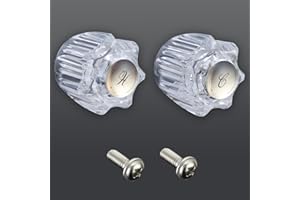 LAVISHSTREAM 2 PCS Clear Acrylic Faucet Handles Knobs Replacement, Bathtub Sink Faucet Rebuild Trim Set Compatible with Delta Delex Peerless Faucets,Includes Screws