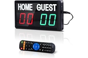 Suertree Digital Scoreboard with Remote, Portable Electronic Scoreboard Sores 1-99, LED Tabletop Scoreboard for Indoor Games Ping Pong, Volleyball, Basketball, Cornhole, Baseball, Dart Scoreboard