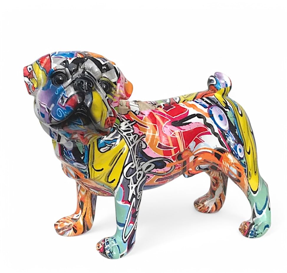 Animal Crackers Graffiti Art bright coloured standing Pug ornament figurine Dog lover gift