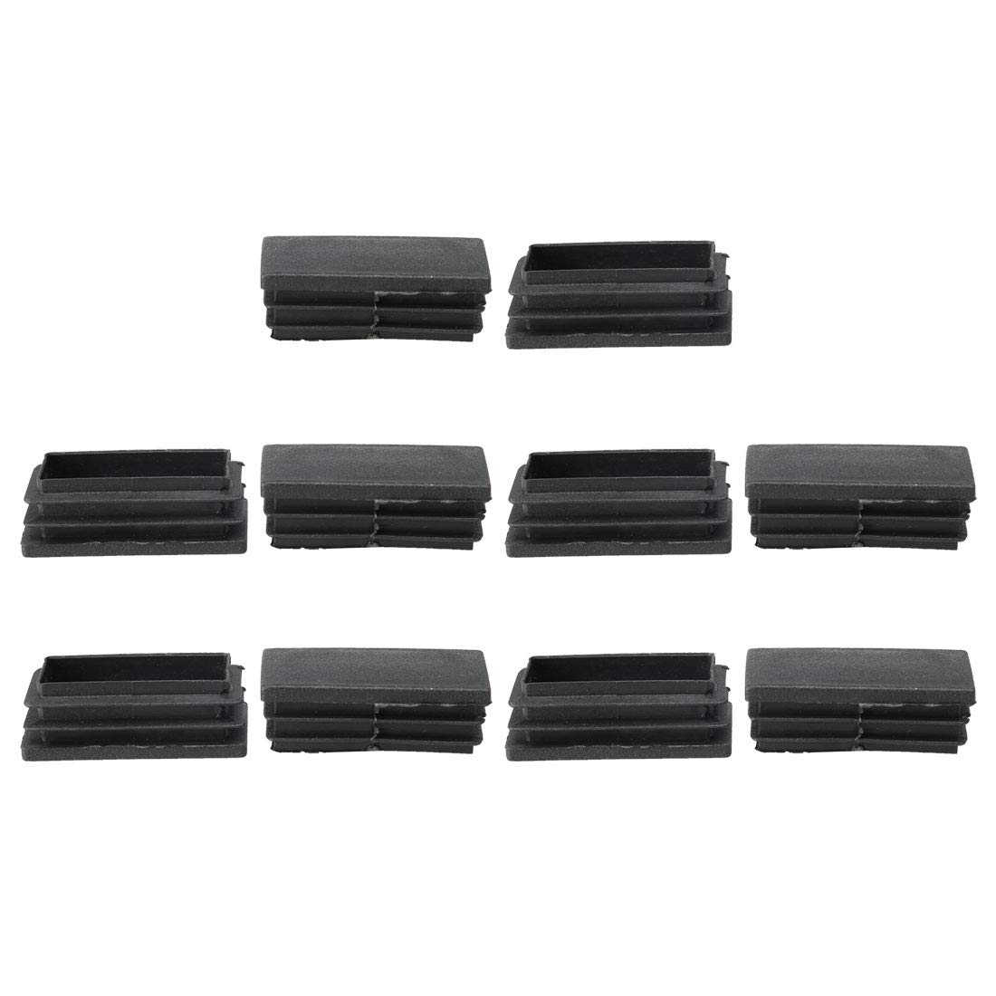 sourcing map Plastic Home Rectangle Tube Inserts End Blanking Cap 48mm x 24mm 10 Pcs Black