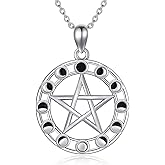 PELOVNY Mothers Day Gifts Pentagram Pentacle Necklace 100 Languages/Abalone Shell/Crystal Sterling Silver I Love You Moon Phase Pendant Jewelry Gift for Women Wife Girlfriend Her