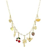 Rambling Rose 14K DIY Necklace,Beach by the Sea Gold Shell Pendant Necklaces Holiday Necklace Fruit Necklace For Women