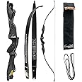SAMICK 64" Discovery Archery Recurve Bow - ILF CNC Riser with Wood Core Carbon Limbs - 25-55lb Draw Weight - Right Handed Only - Takedown Hunting, Traditional, & Longbow Bows for Teen & Adult Archers