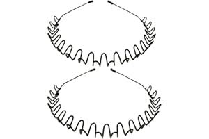 Metal Headbands, WantGor 2 Pack Fashion Unisex Black Hairband Spring Wave Non Slip Sports Headwear Hair Hoop Hair Accessories