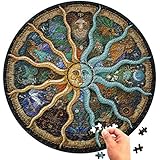 Moruska Round Jigsaw Puzzle 500 Piece for Adults- Zodiac Horoscope Puzzle- DIY Constellation Circular Jigsaw Puzzles Cool and Challenge