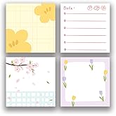 RAINBAM Cute 4 Pack/200 Sheets 3x3 inch Sticky Notes Set, Adorable Cartoon Memo Pads with High-Adhesive, Reusable Tearable Post it Notes for Journal Planners Office School Home, Bulk Stationery Gift