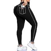 SEASUM Cargo Workout Leggings with Pockets for Women Scrunch Butt Lifting Gym Denim-Look Yoga Pants