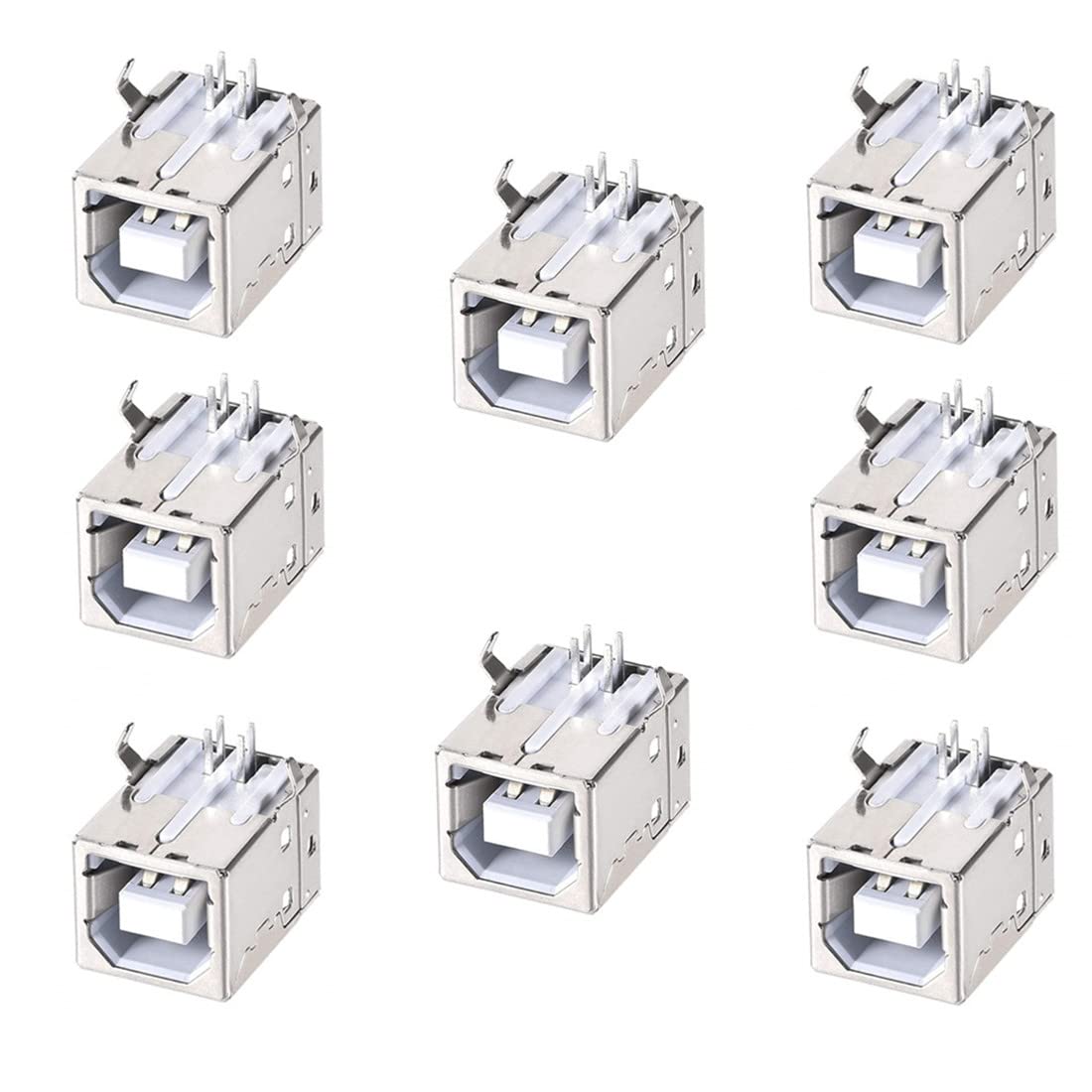 Photo 1 of bnafes 8PCS USB 2.0 Type B Female Socket Connector Jack Port, 4-Pin DIP 90 Degree Right Angle, Repair Replacement Adapter
