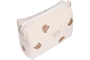 Diaper Storage Bag, Portable Stroller Baby Diaper Bag with Cute Pattern Nappy Storage, for Baby Bottles, Diapers (Bear Embroi