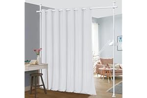 DIOVPLX Room Divider, Curtain Rods No Drilling for Room Partitions, 28-70inch(W) 4-10ft (H) Adjustable Heavy Duty Floor to Ceiling Tension Rods Wall Divider for Room Separation White